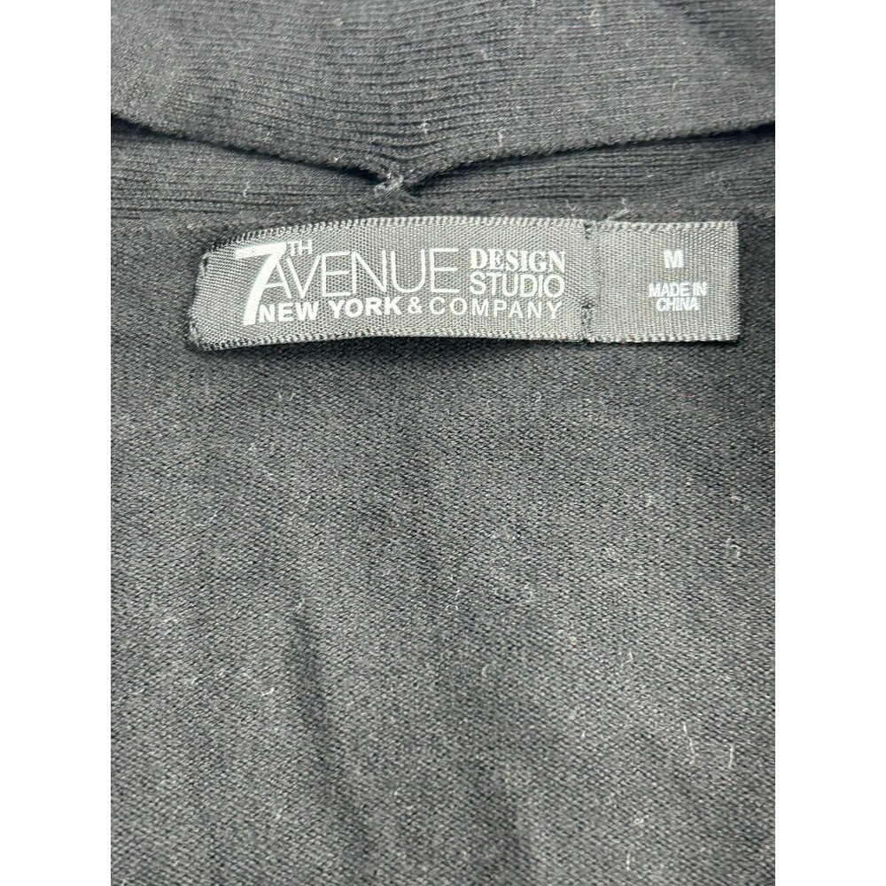 7th Avenue Design Studio Black Lightweight Long-Sleeve Open Cardigan Sweater Wit - Picture 10 of 10